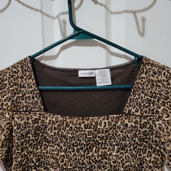 Vintage 90s y2k east 5th cheetah print square neck short sleeve tee medium - Picture 4 of 5
